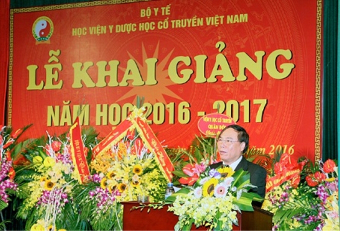 TS. Đậu Xuân Cảnh - Giám đốc, Bí thư Đảng ủy Học viện phát biểu tại Lễ khai giảng